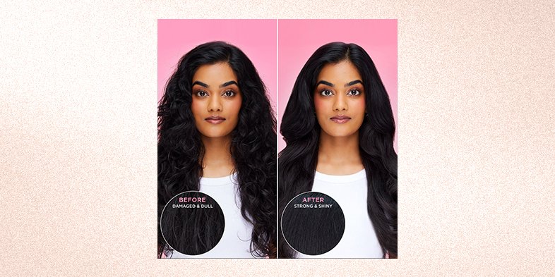 Shampoo and conditioner set before and after dark hair